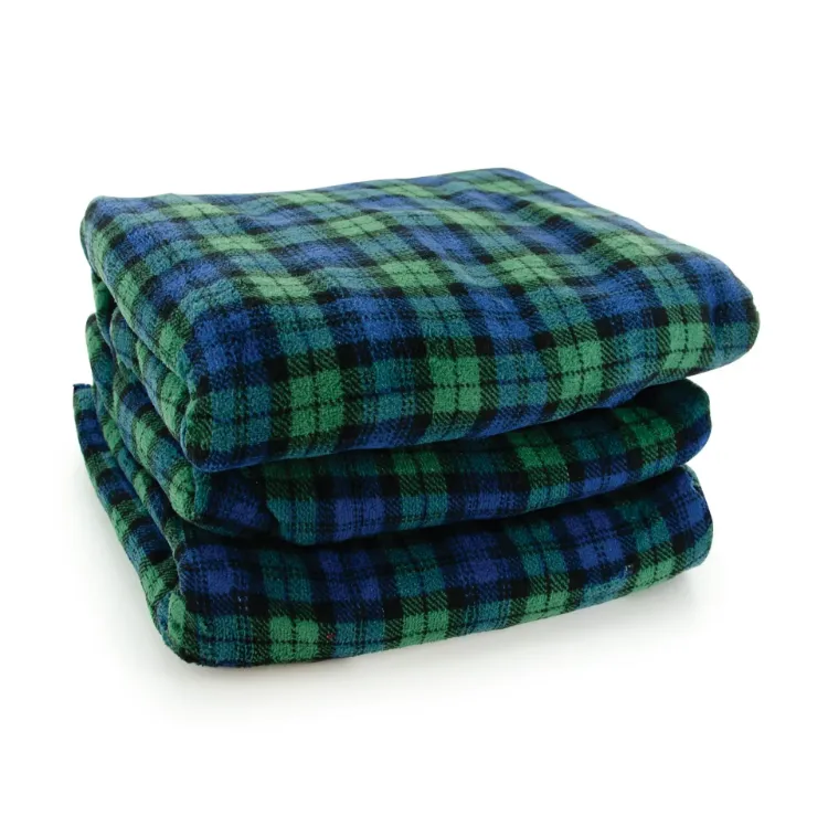 Micro Plush Heated Throw (Blue/Green Plaid)