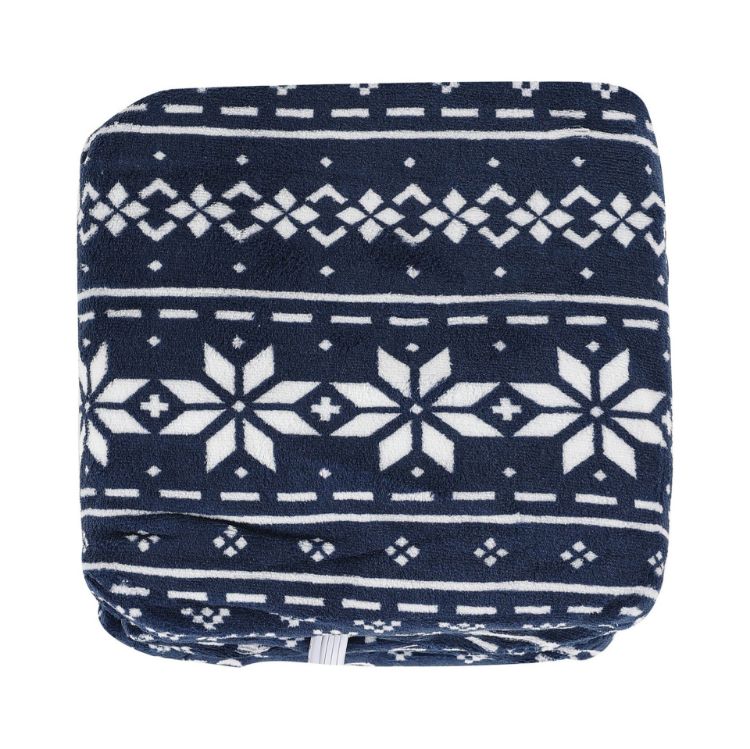 Micro Plush Heated Throw (Navy Fairisle)