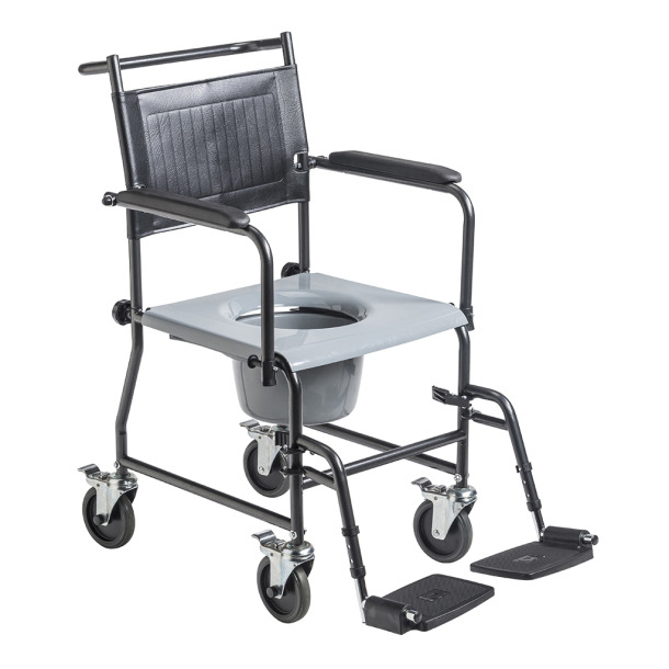 Upholstered Drop Arm Wheeled Commode - HHCS