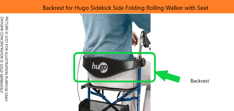 Backrest for Hugo Sidekick Side Folding Rolling Walker with Seat