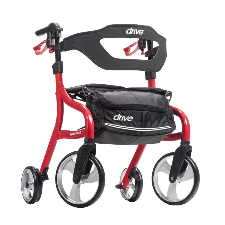 Drive Nitro Sprint Rollator With with Accessories (Weight Capacity 350LBS) Red