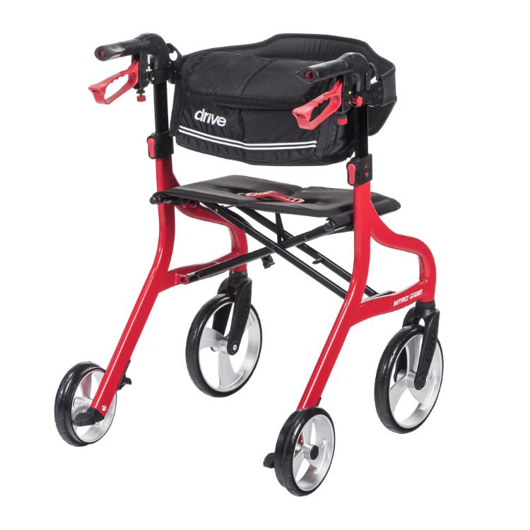 Red Drive Nitro Sprint Rollator With with Accessories (Weight Capacity 350LBS) Back Rest