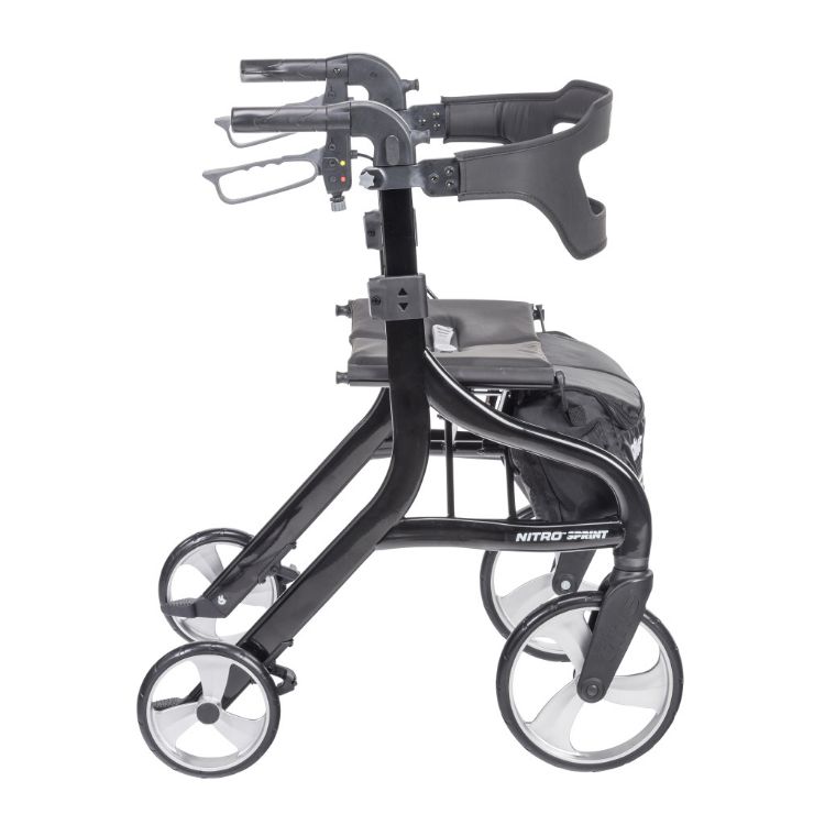 Black Drive Nitro Sprint Rollator With with Accessories (Weight Capacity 350LBS) Side View