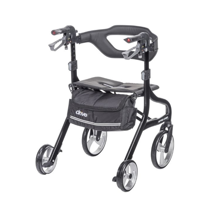 Black Drive Nitro Sprint Rollator With with Accessories (Weight Capacity 350LBS) Seat & Back Rest with basket