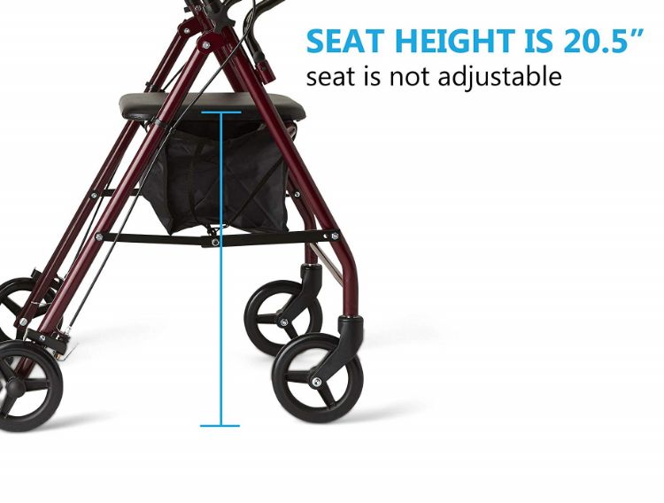 Seat & Brackets for Steel Rollator with 6” Wheels, Knockdown (Heavy Duty 350LBS)