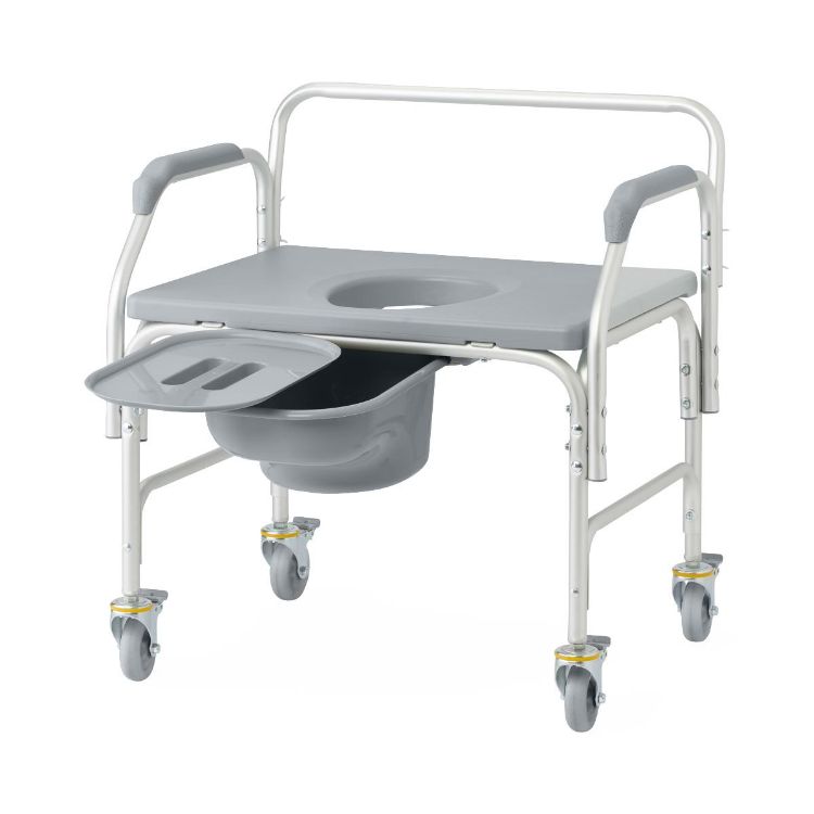 Medline Aluminum Bariatric Commode with 4 Locking Casters