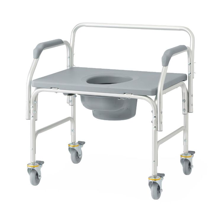 Medline Aluminum Bariatric Commode with 4 Locking Casters