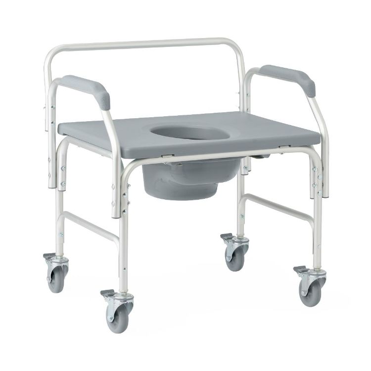 Medline Aluminum Bariatric Commode with 4 Locking Casters