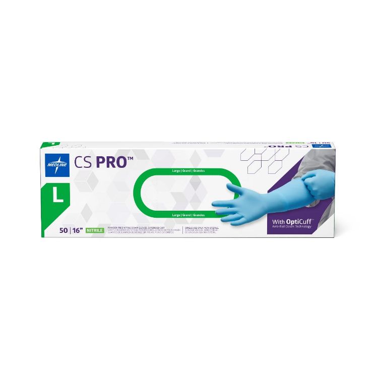 Medline CS Pro 16" Extended Cuff Powder-Free Nitrile Exam Gloves