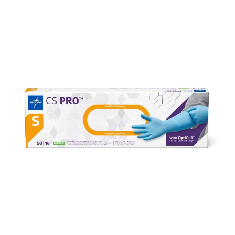 Medline CS Pro 16" Extended Cuff Powder-Free Nitrile Exam Gloves