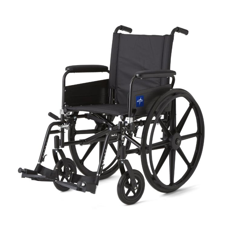 Medline K4 Lightweight Wheelchair with Full-Length Arms and Swing-Away Footrests