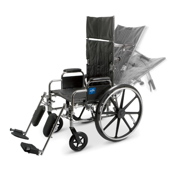 Medline Excel Reclining Wheelchair with Removable Desk-Length Arms and Elevating Leg Rests I 350 lb. Weight Capacity