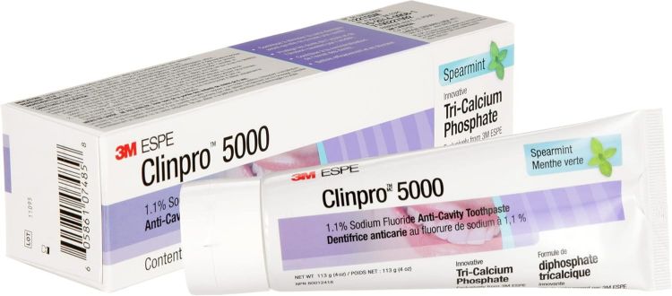 3M Clinpro 5000 Anti-Cavity Toothpaste (1.1% Sodium Fluoride) - Spearmint Flavour, 113 g Click to see full view 3M Clinpro 5000 Anti-Cavity Toothpaste (1.1% Sodium Fluoride) - Spearmint Flavour,