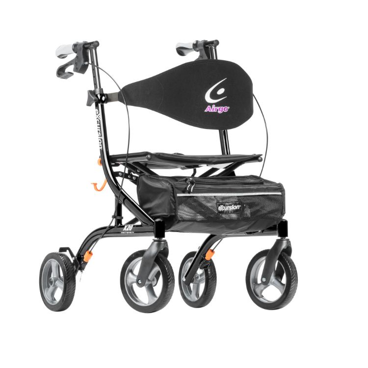 Airgo eXcursion X20 Lightweight Side-Fold Rollator in Pearl Black