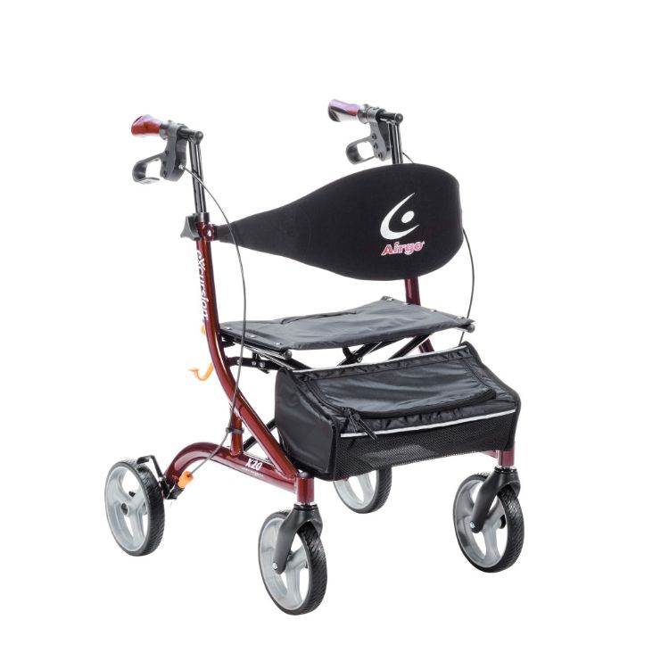 Airgo eXcursion X20 Lightweight Side-Fold Rollator in Cranberry Red