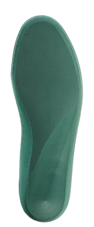 Low Profile Formthotics Dual Medium green orthotic with reduced arch profile and soft top layer