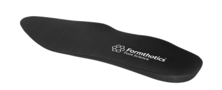 Low Volume Single Firm Formthotic black orthotic with tapered toe and lower arch profile