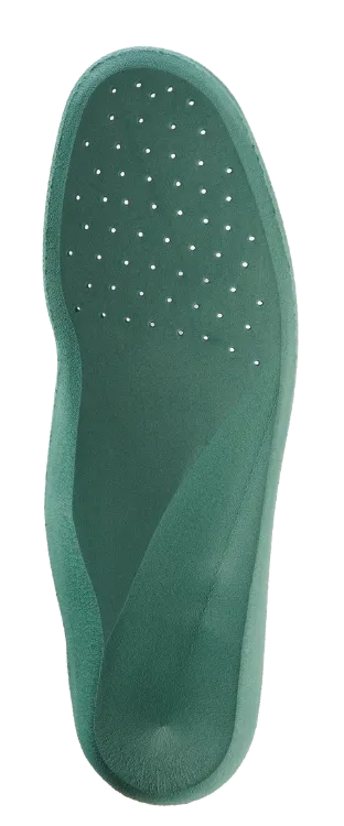 Slimfit Dual Medium Perforated Formthotic green slim-profile orthotic with perforated forefoot