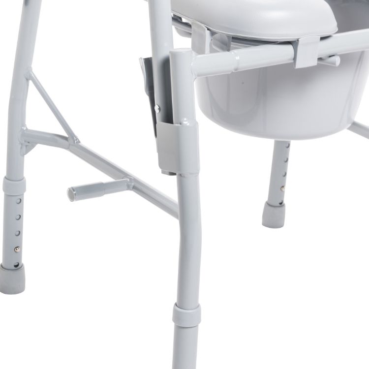 Drop arm steel commode with padded deep seat