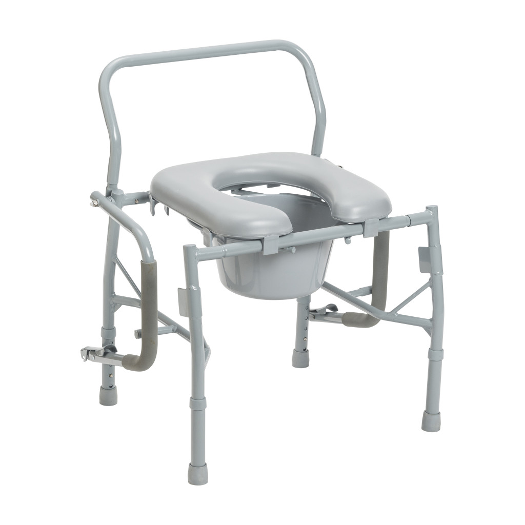Drop Arm Steel Commode with Padded Deep Seat | HHCS