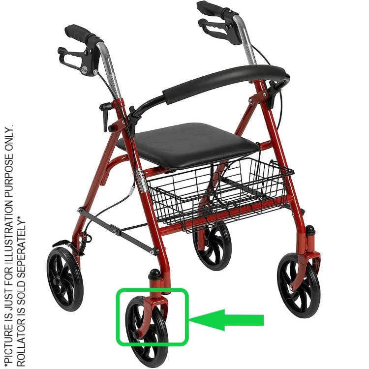 Front Fork Assembly for Adjustable Height Rollator, 6" Casters I Red