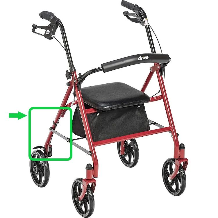 Rear Leg Assembly for Adjustable Height Rollator, 6" Casters I Red