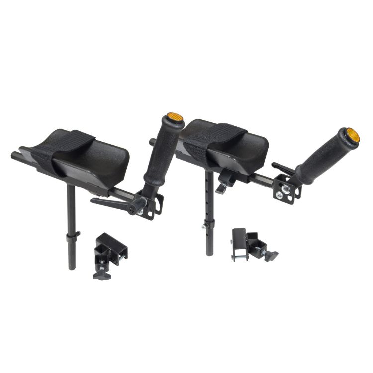 Adjustable forearm platforms with rotating armrests and angle adjustable handgrips