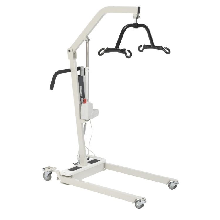 Heavy-duty bariatric patient lift featuring an electric battery-powered motor for effortless lifting and controlled patient transfers.