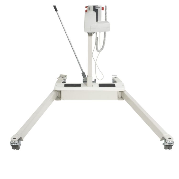 Reinforced sturdy base frame of the Drive Medical bariatric battery-powered patient lift, designed for enhanced stability and safe bariatric patient transfers.