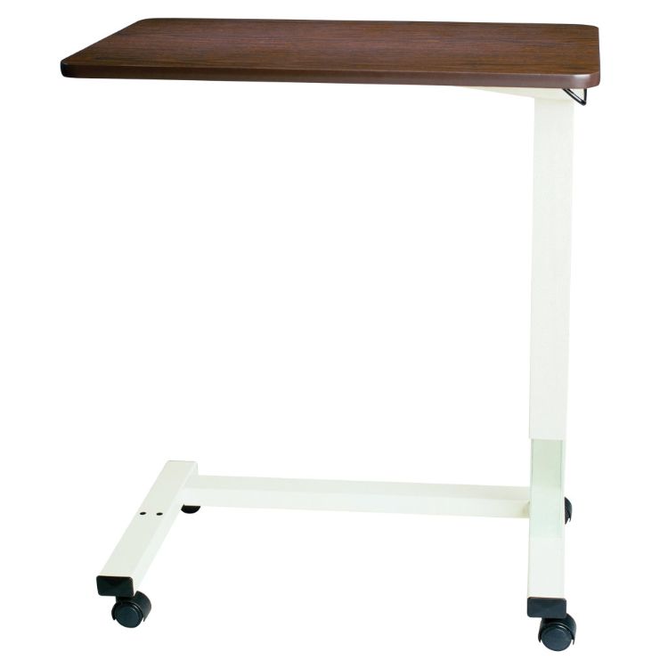 Non-tilt pneumatic cylinder overbed table with U base and adjustable height