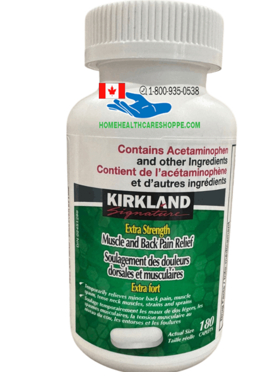 New Packaging Kirkland Extra Strength Muscle and Back Pain Relief with 180 caplets