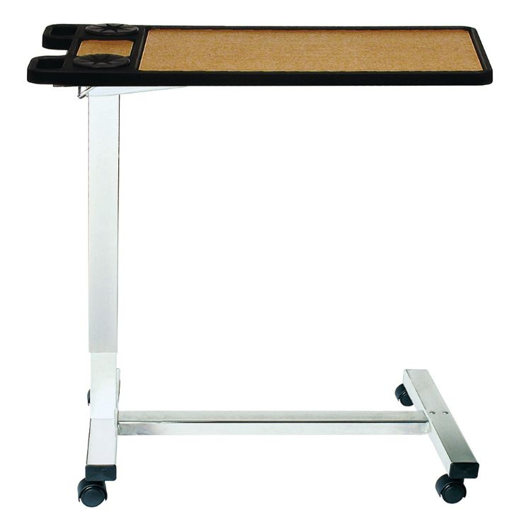 Non-tilt premium overbed table H base with cup holders and pneumatic height adjustment