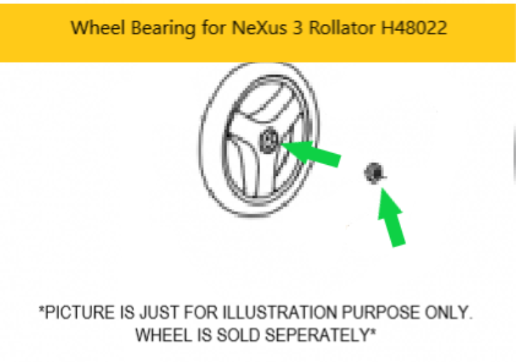 Wheel Bearing for NeXus 3 Rollator H48022 replacement part