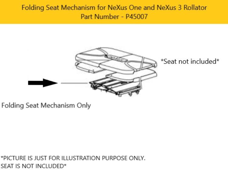 Folding seat mechanism for NeXus One and NeXus 3 Rollator P45007