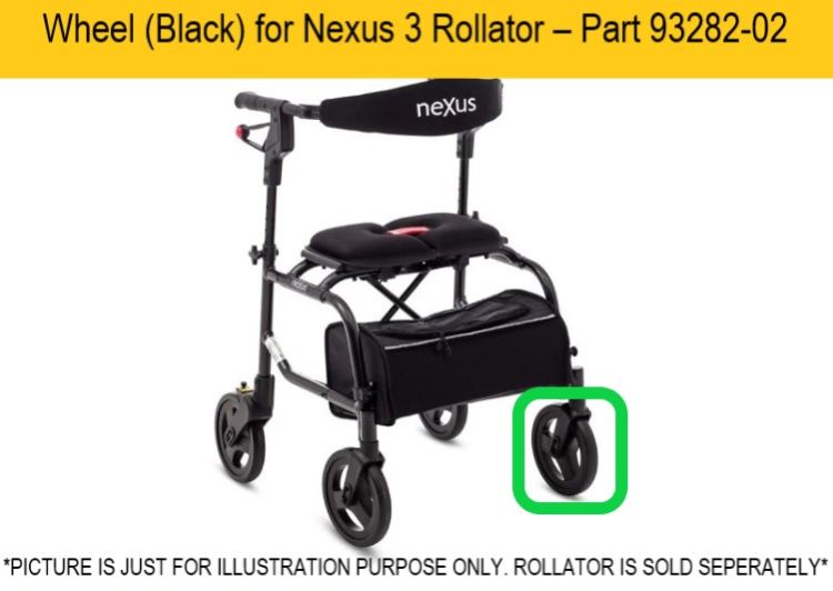 Wheel for Nexus 3 Rollator black part 93282-02
