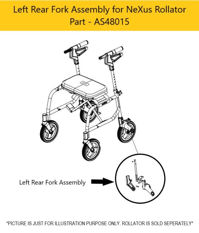 Left rear fork assembly for NeXus Rollator AS48015