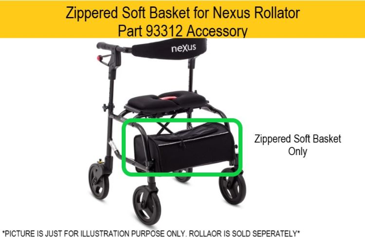 Zippered soft basket for Nexus Rollator part 93312