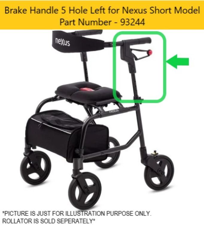 Left brake handle 5 hole for Nexus short model rollator part 93244