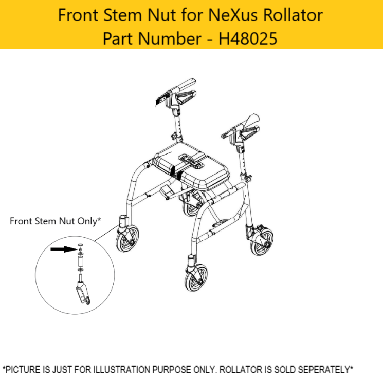 Front stem nut for NeXus rollator part H48025