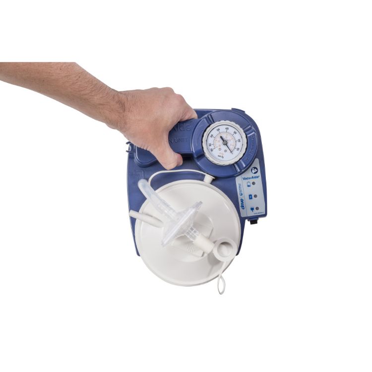 Vacu-Aide portable medical suction machine blue and grey