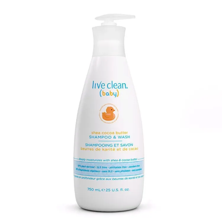 Live Clean Shea Cocoa Butter Shampoo and Wash 750 ml moisturizing baby cleanser
