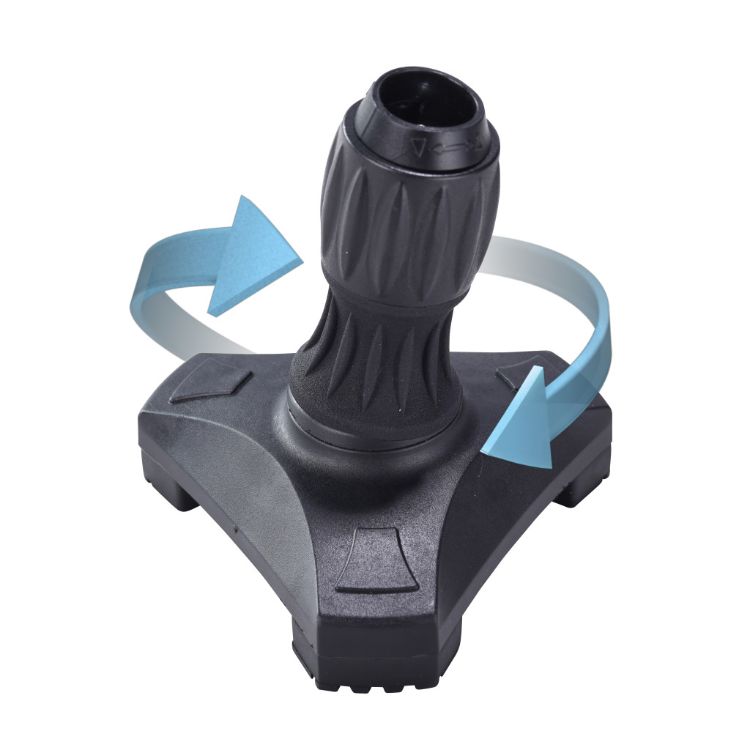 HurryFlex accessory cane tip showing compact tripod base for stability