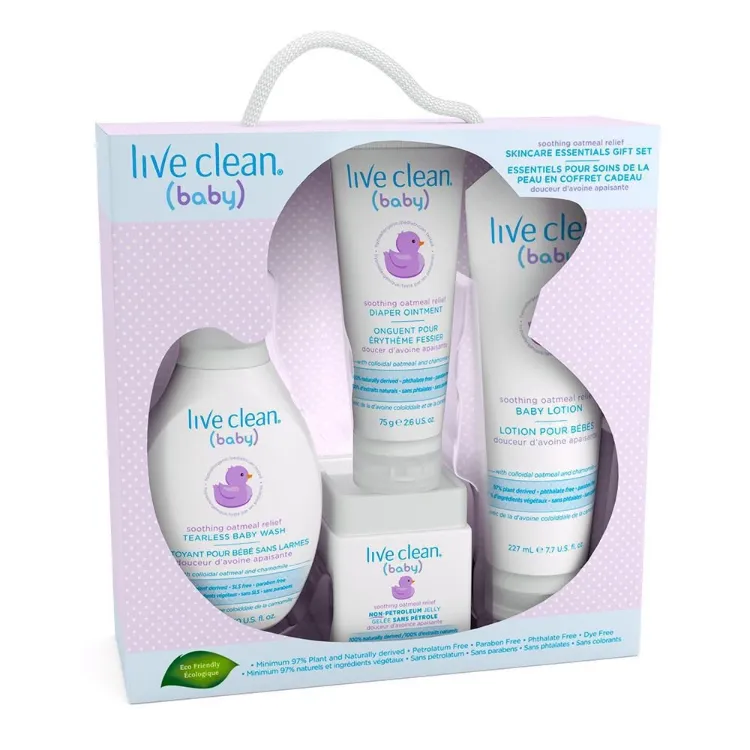 Live Clean Baby Skin Care Essentials Gift Set soothing relief baby products