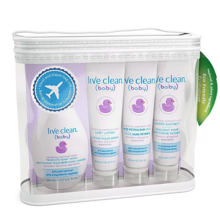 Live Clean Baby Diaper Bag Essentials Gift Set soothing relief travel baby kit