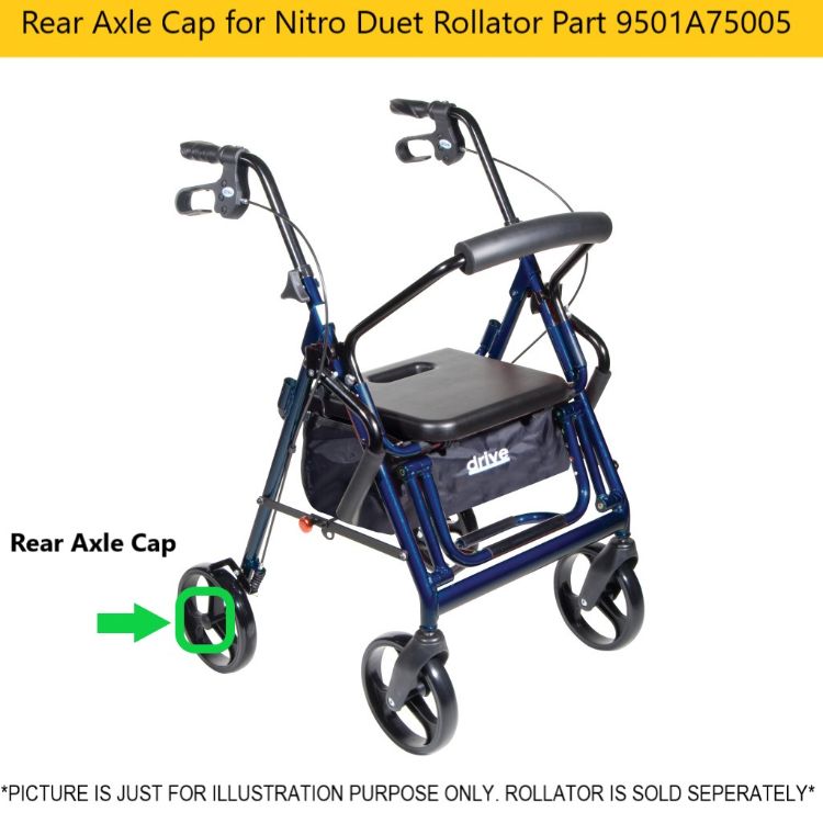 Rear axle cap replacement for Nitro Duet Rollator part 9501A75005