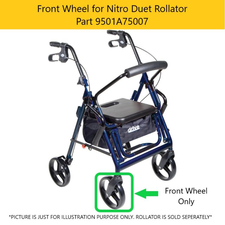 Front wheel replacement for Nitro Duet Rollator part 9501A75007