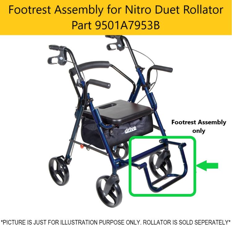 Footrest assembly replacement for Nitro Duet Rollator part 9501A7953B