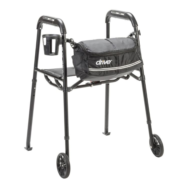 MD by Drive Air-Go Walker MD30100BK lightweight folding walker with seat