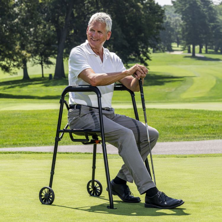 MD by Drive Air-Go Walker MD30100BK lightweight folding walker with seat