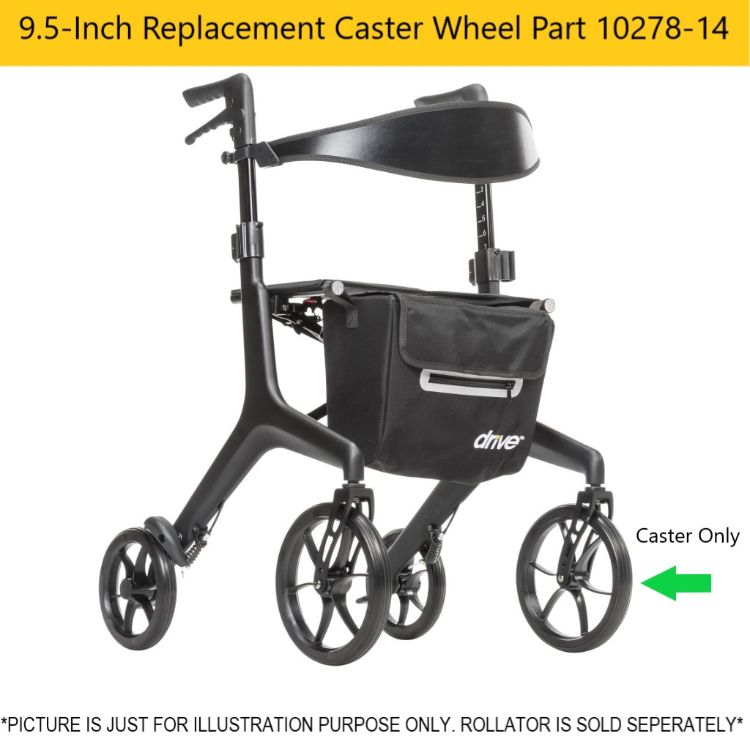 9.5-Inch Replacement Caster Wheel Part 10278-14 for AeroCarbon Ultra Lite Rollator